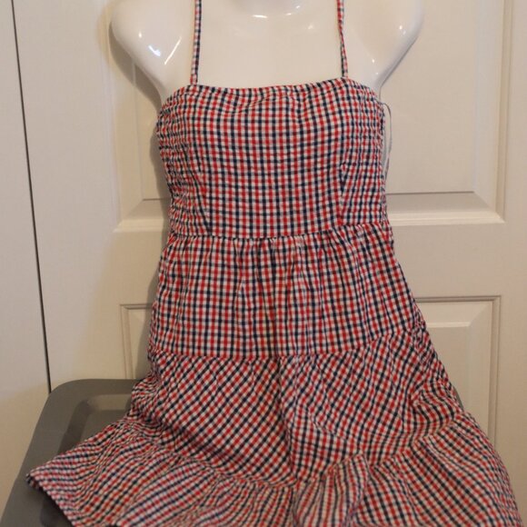 Jessica Simpson Red/White/Blue Gingham 100% Cotton Sundress Medium Summer - Picture 8 of 15